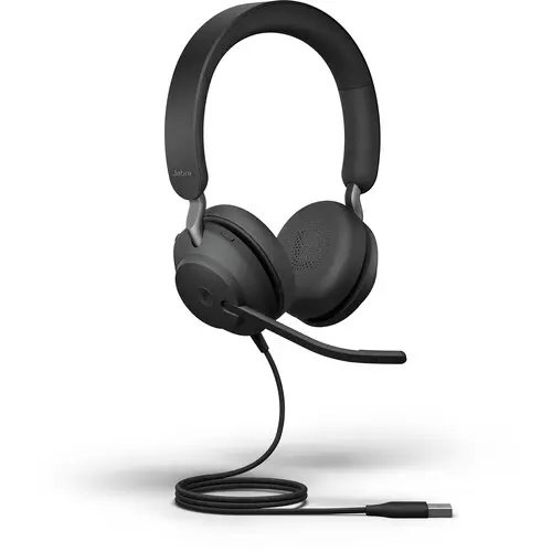 Jabra Evolve2 40 Stereo Wired On-Ear Headset (Unified Communication, USB Type-A, Black)